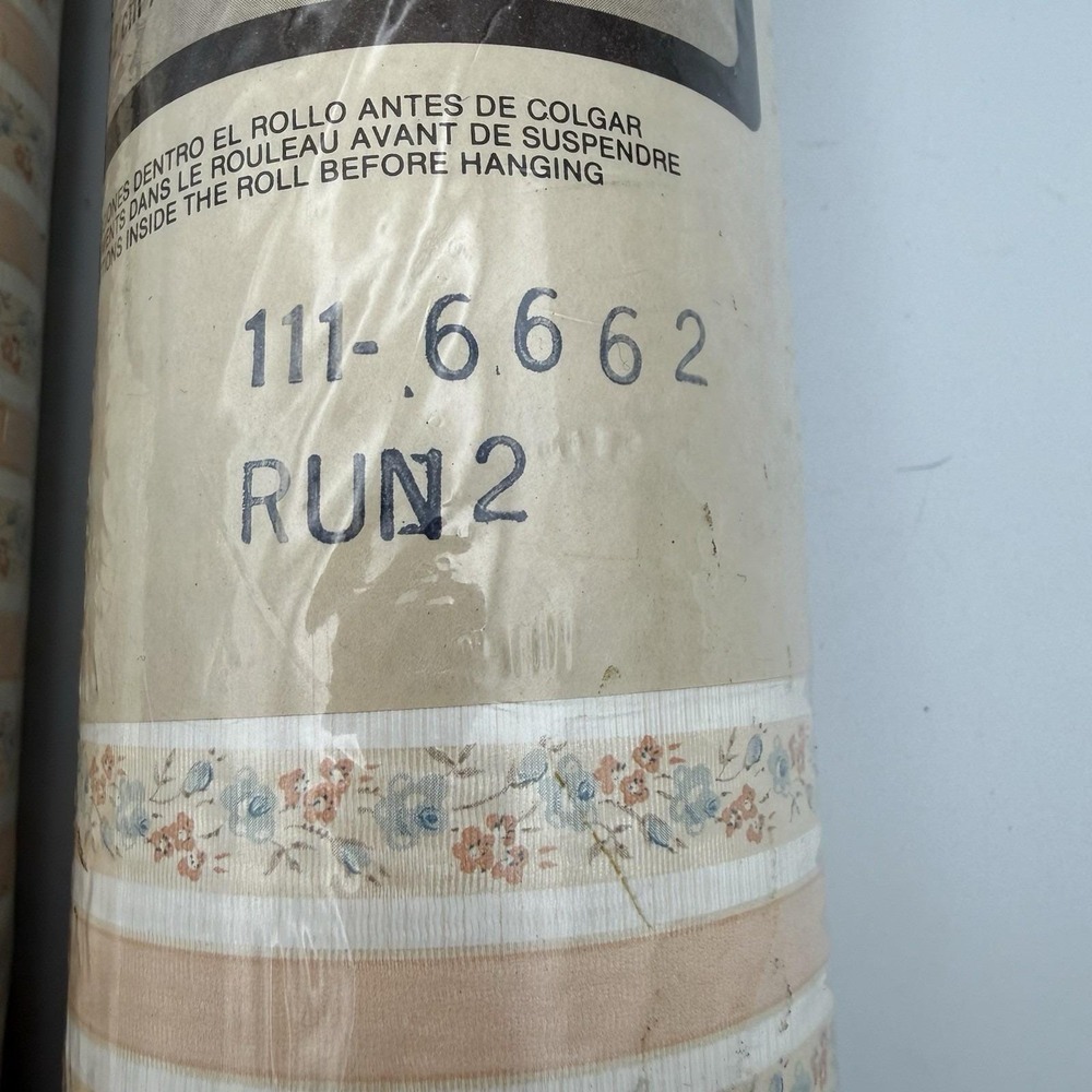 Vintage Collins & Aikman Wallcoverings Cream Pink Blue Floral 2 Double Rolls - Picture 4 of 8